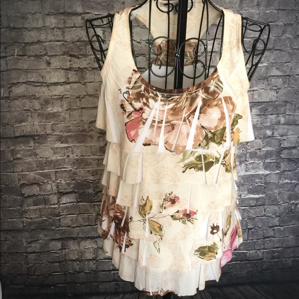 Tiered, floral racerback blouse by Forever 21.